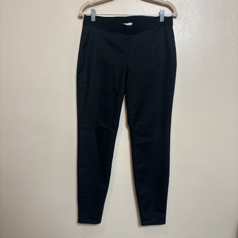 Eileen Fisher Women's Pants Black Crepe Elastic Waist Pull On Petite Size Medium